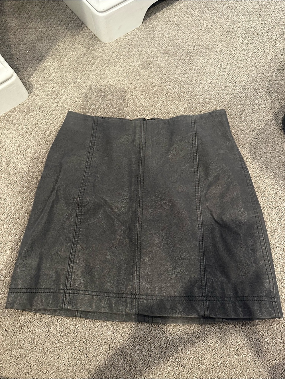 Classic Grey Faux Leather Mini Skirt